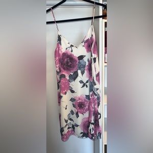 White floral mini slip dress